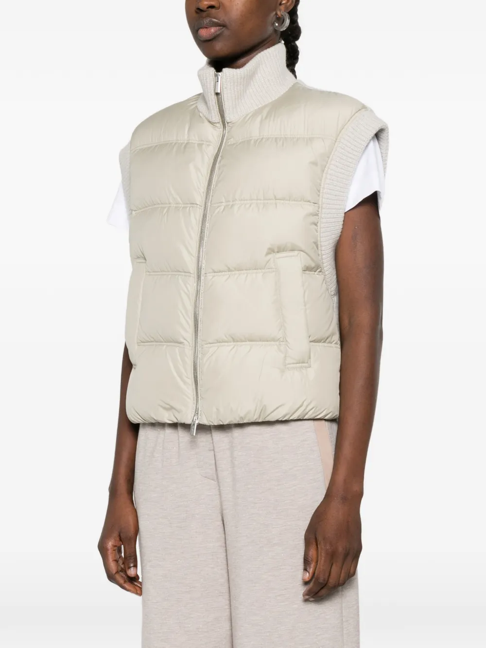 Peserico Geribbelde bodywarmer Beige