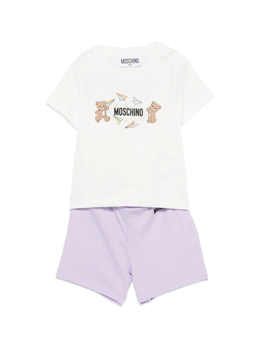 Moschino Kids bear-print shors set (set of two) - Bianco