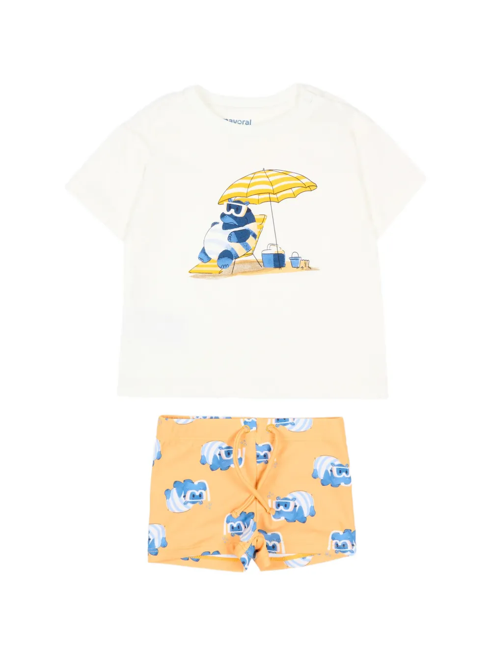 Mayoral Tweedelig shortsset met grafische print Wit