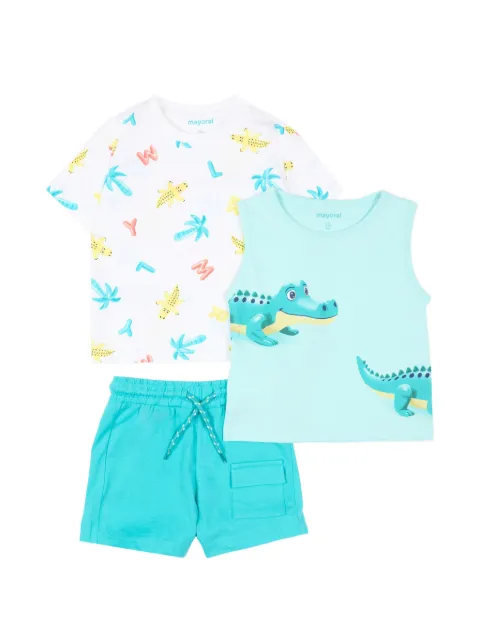 Mayoral set de tres shorts con palmeras estampadas