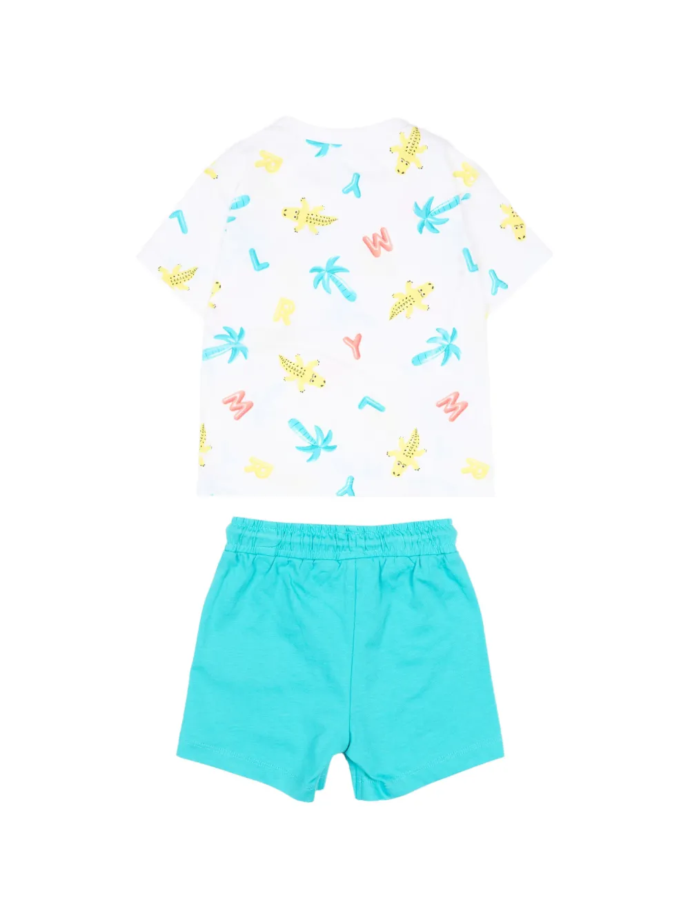 Mayoral Driedelig katoenen shortsset met palmprint Blauw