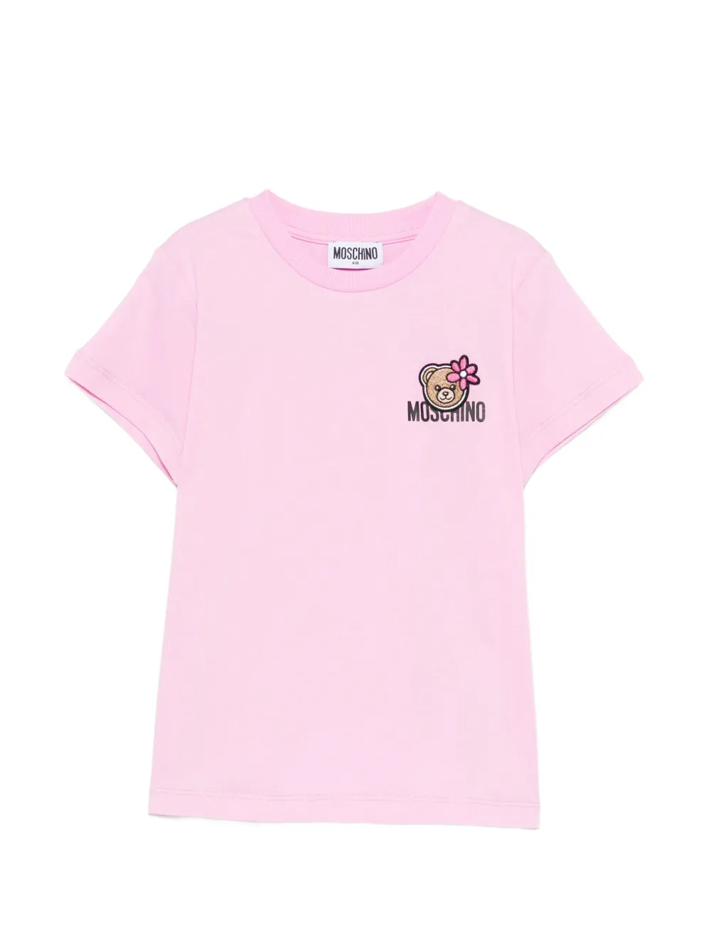 Moschino Kids bear-patch T-shirt - Rosa