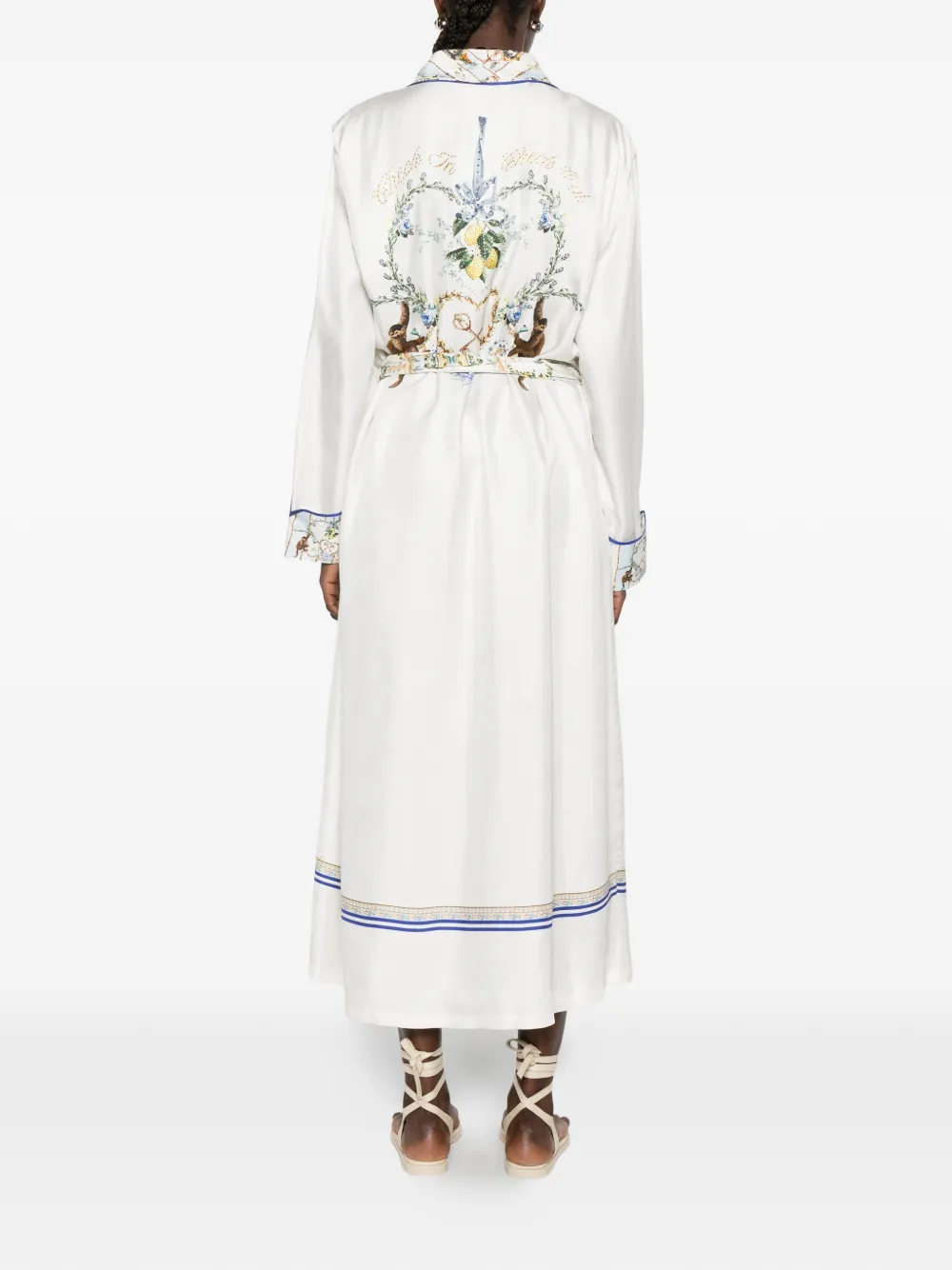 Camilla Midi-jurk met print en ceintuur Wit