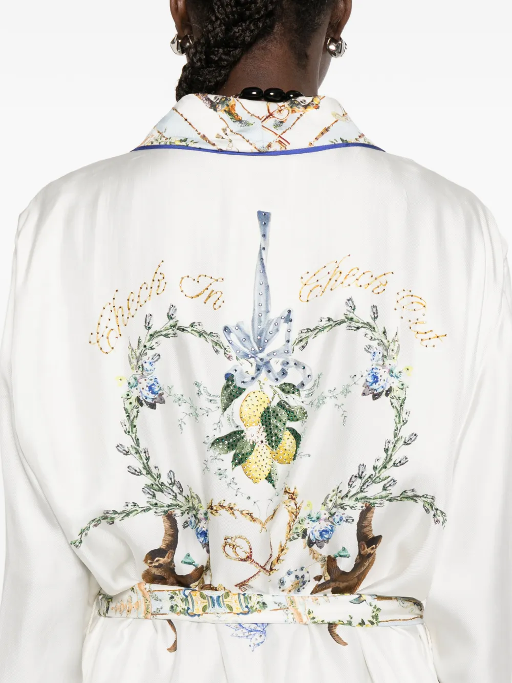 Camilla Midi-jurk met print en ceintuur Wit