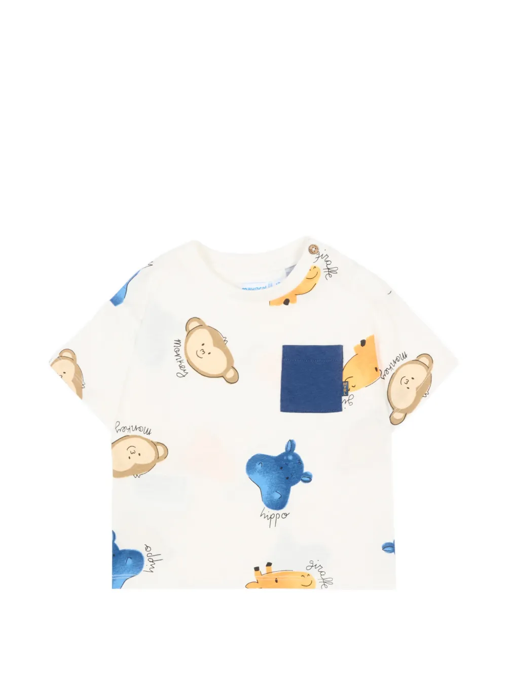 Mayoral T-shirt met borstzak en dierenprint Beige