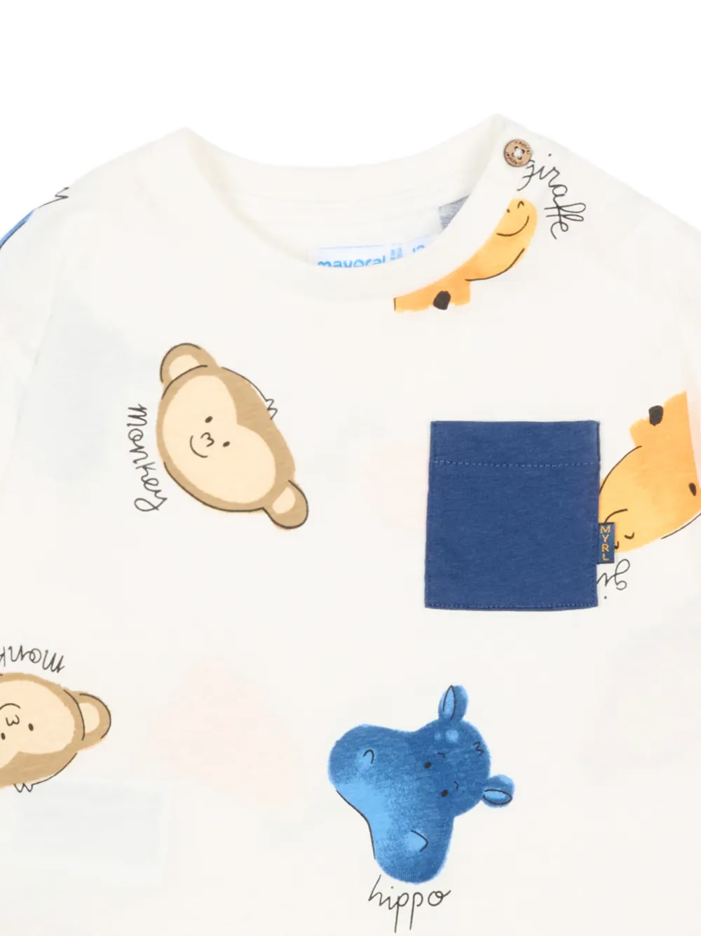Mayoral T-shirt met borstzak en dierenprint Beige
