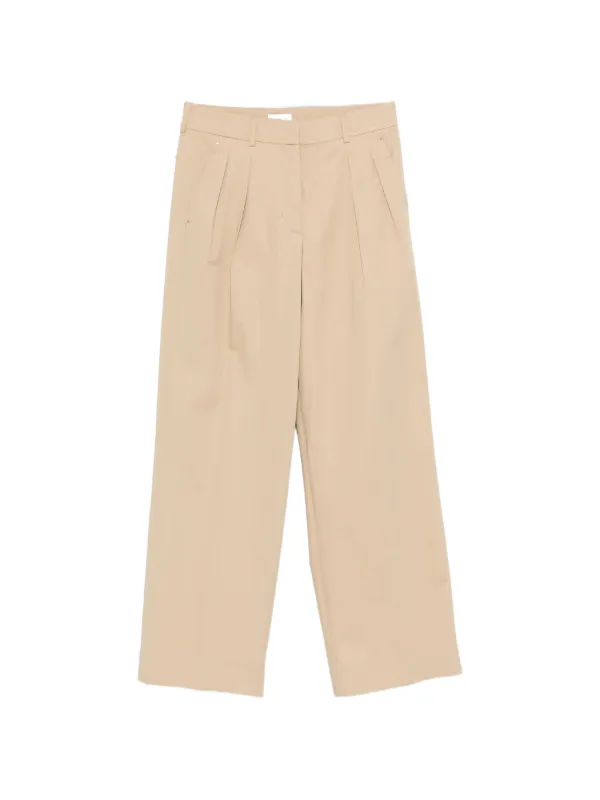 Moncler Gabardine Wide-leg Tailored Trousers in Neutrals
