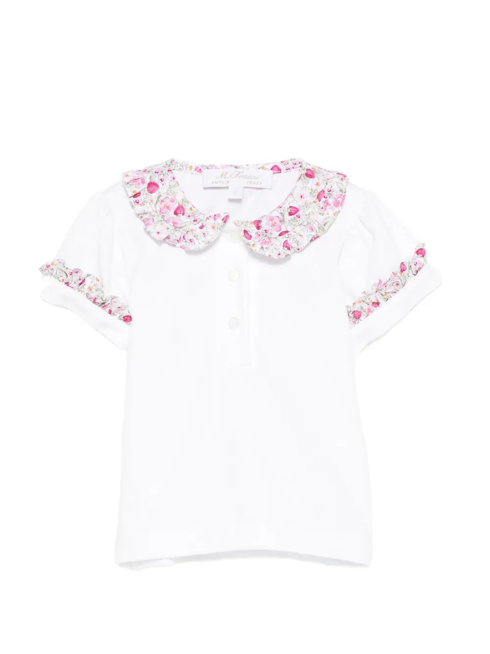 Mariella Ferrari floral-trims polo shirt - Bianco