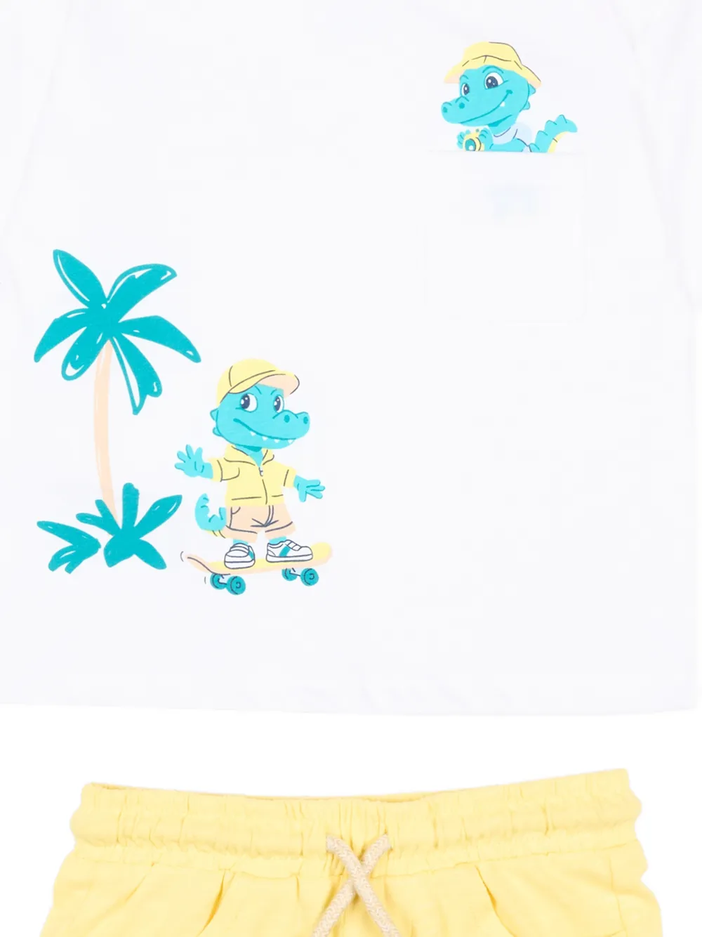  Mayoral Crocodile-print Shorts Set - Yellow 