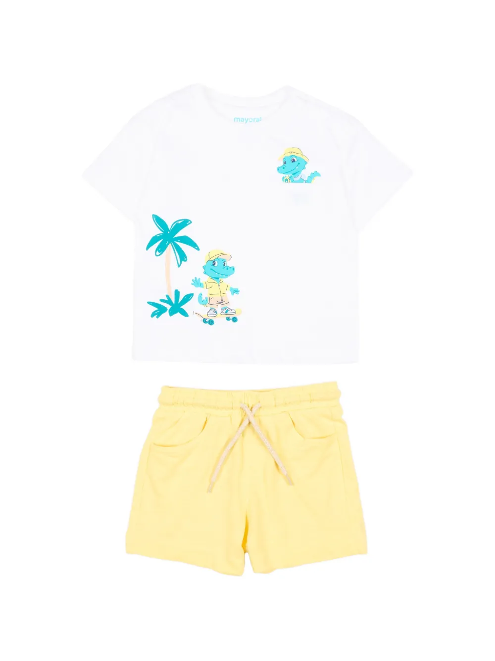 Mayoral crocodile-print shorts set - Giallo