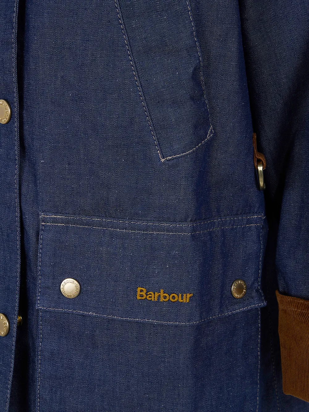 Barbour Asker denim jas met ribfluwelen kraag Blauw