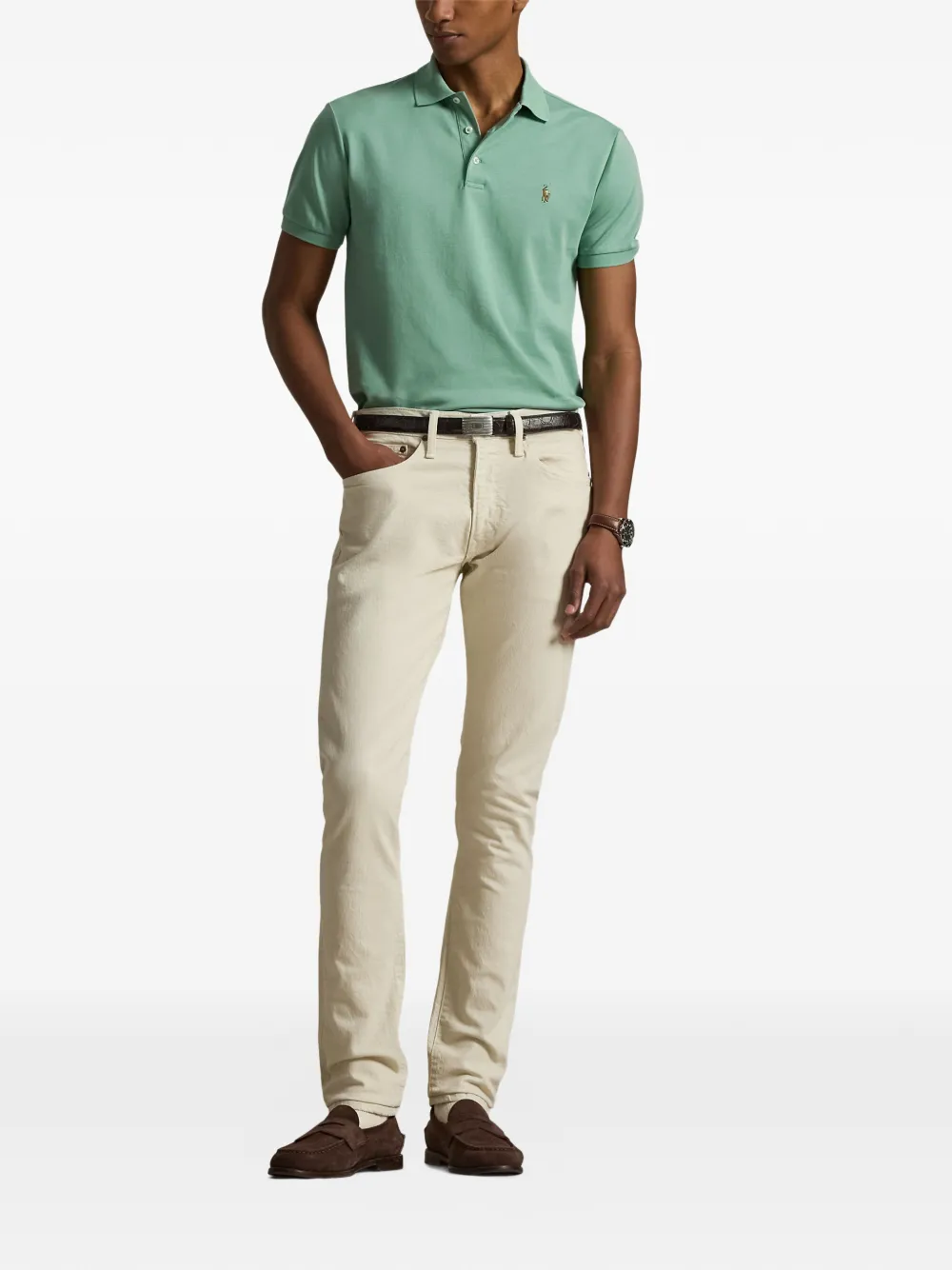 Polo Ralph Lauren Button Polo Shirt in Green, view 2