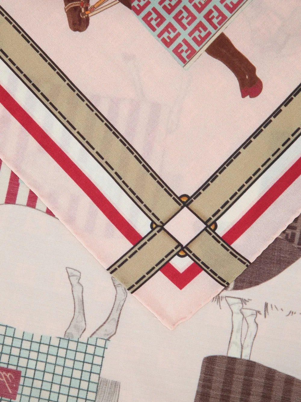  Fendi Kids Horse-pattern Scarf - Pink 