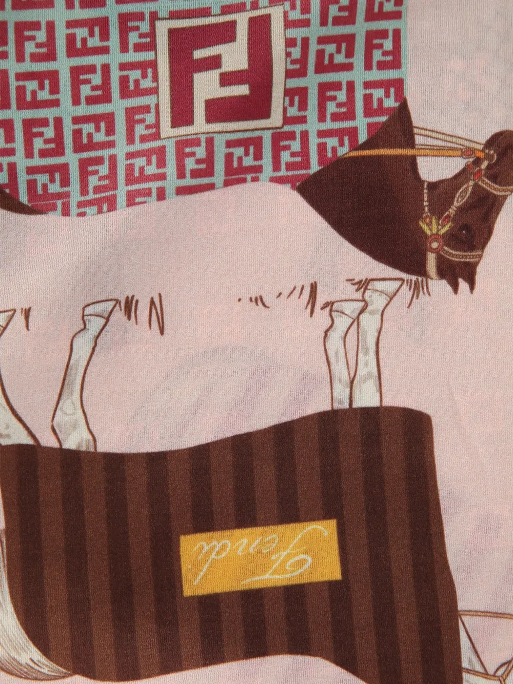  Fendi Kids Horse-pattern Scarf - Pink 