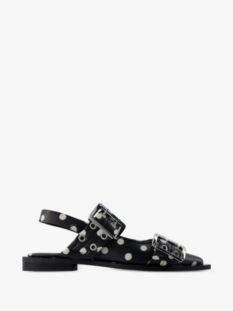 GANNI buckled polka-dot flat pumps