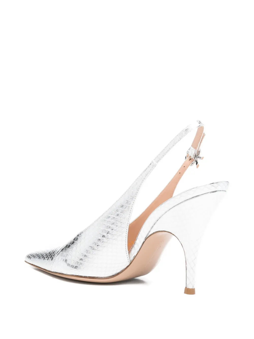 Gianvito Rossi Sofia point pumps met reptiel-effect Zilver