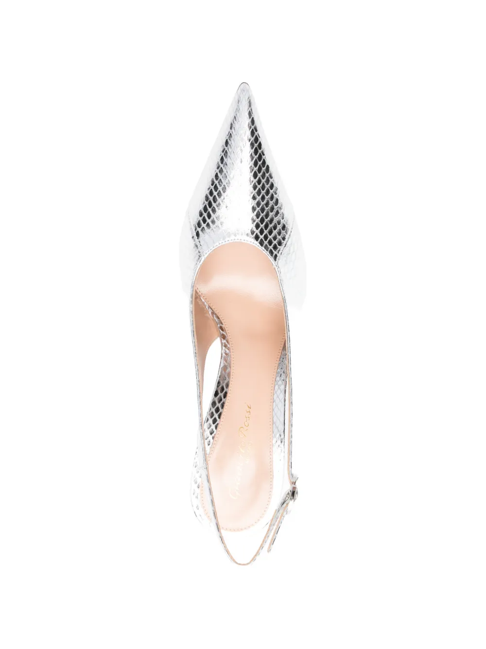 Gianvito Rossi Sofia point pumps met reptiel-effect Zilver