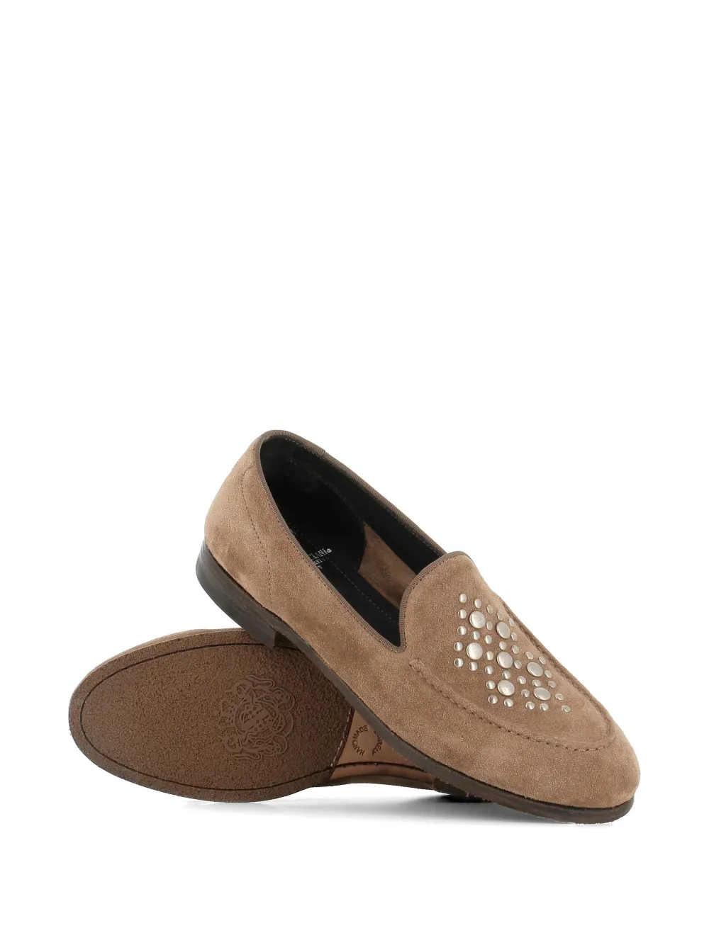 Alberto Fasciani studded suede loafers Beige