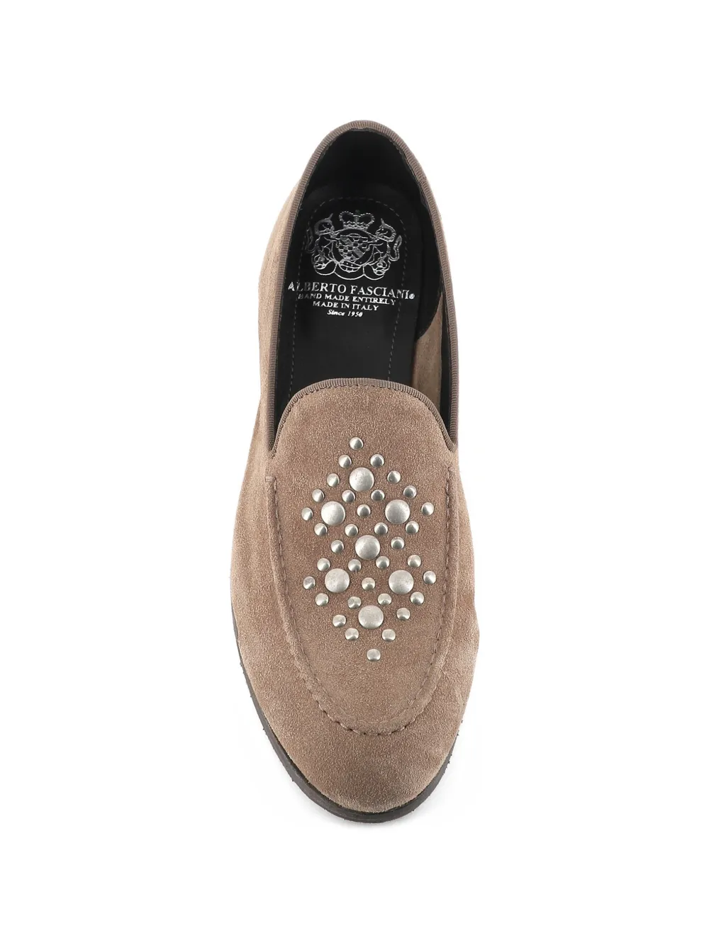 Alberto Fasciani studded suede loafers Beige