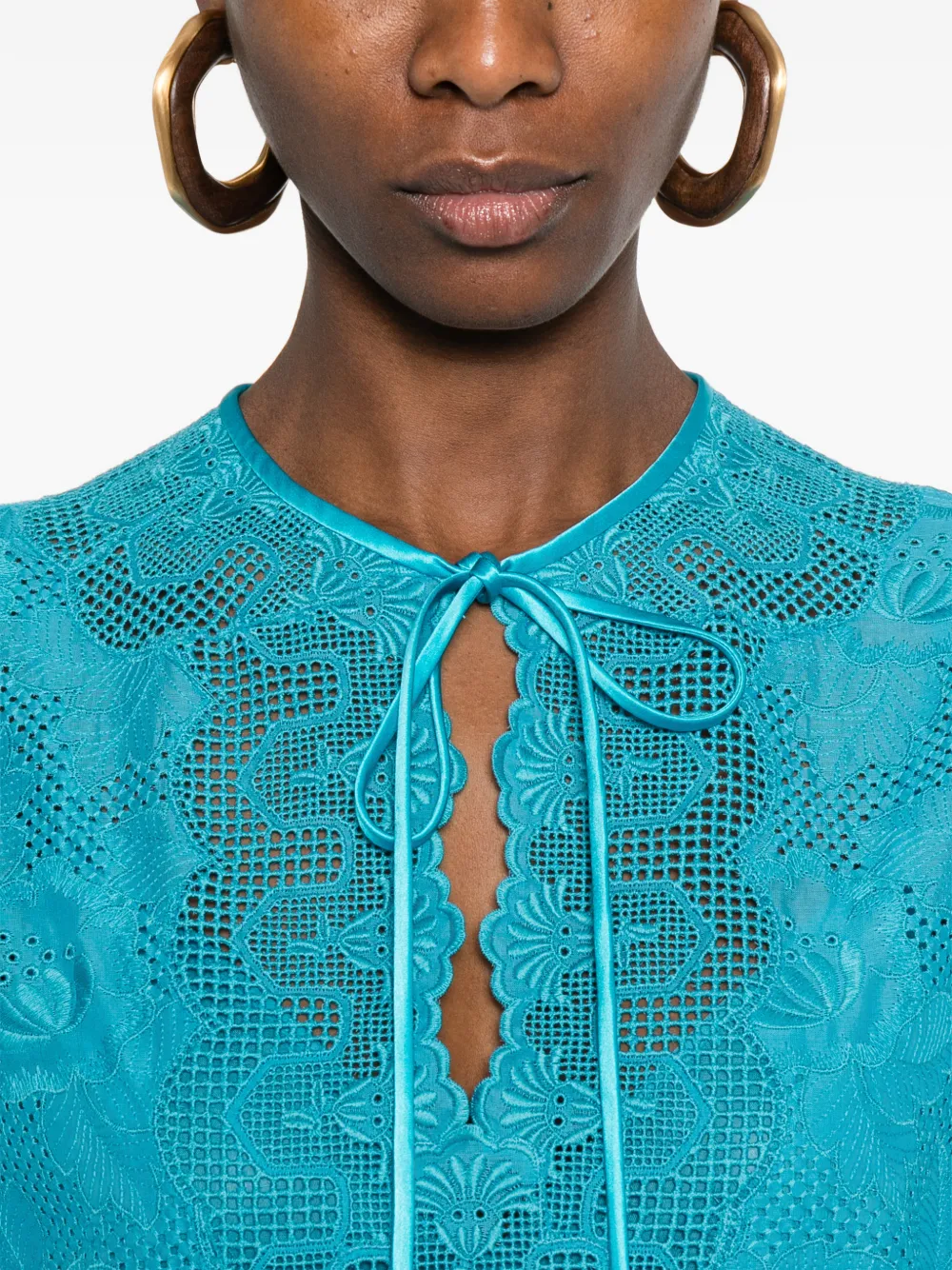 Valentino Garavani Broderie anglaise mini-jurk Blauw