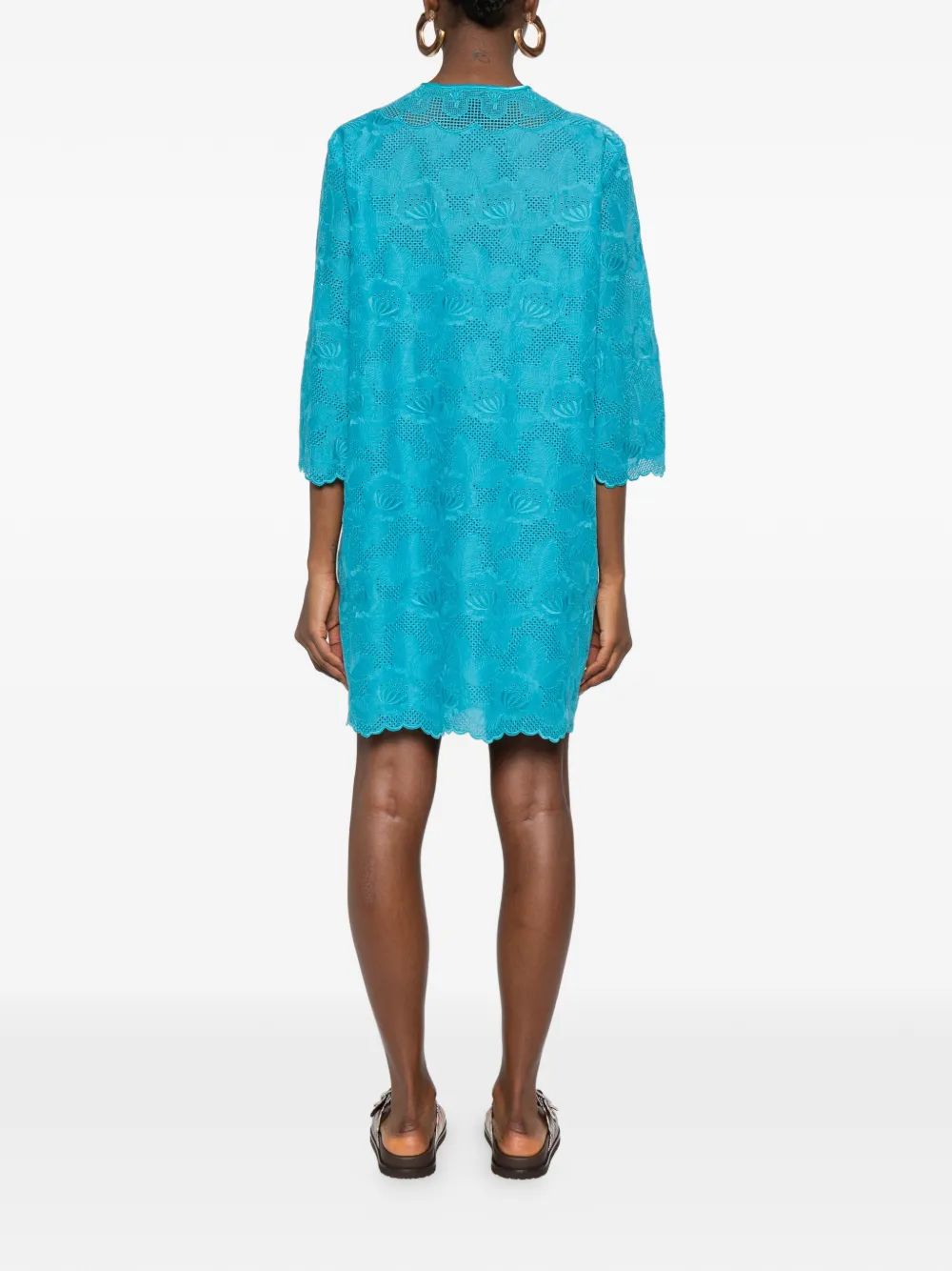 Valentino Garavani Broderie anglaise mini-jurk Blauw