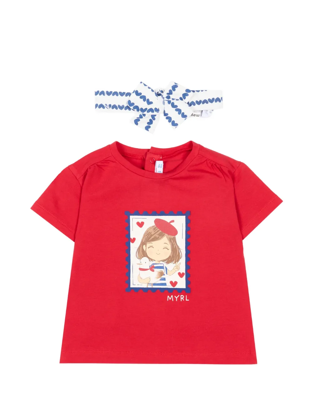 Mayoral Set T-shirt e fascia con stampa - Rosso