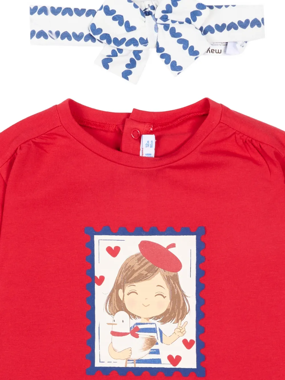 Mayoral Haarband en T-shirt met print Rood