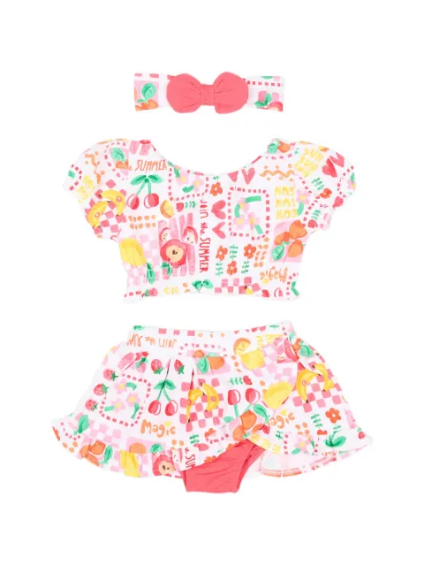 Mayoral fruit-print ruffle shorts set (set of three)