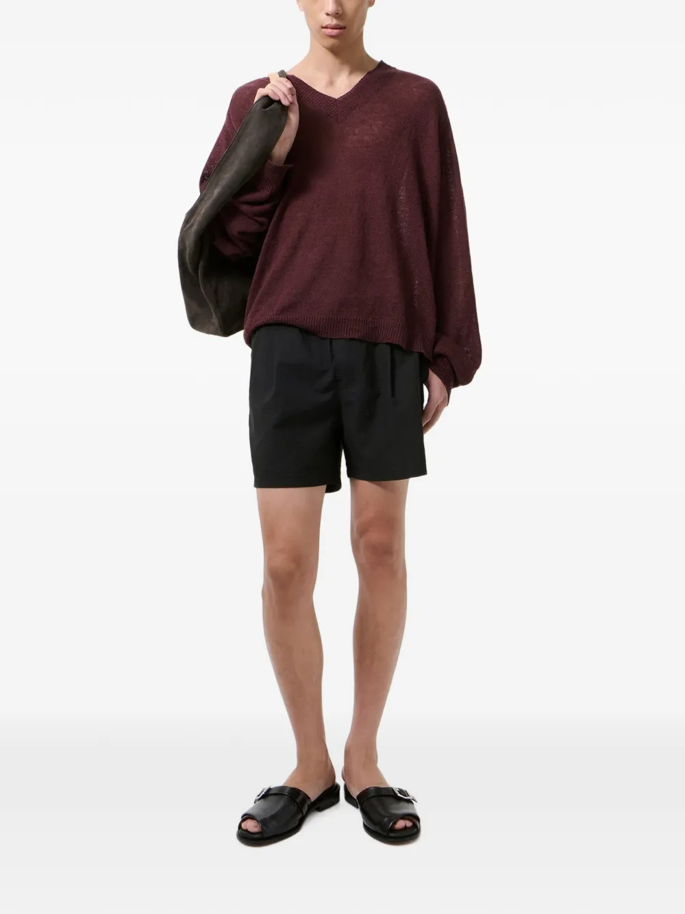 OUR LEGACY Seersucker shorts met plooien Zwart