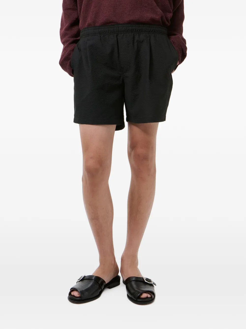 OUR LEGACY Seersucker shorts met plooien Zwart