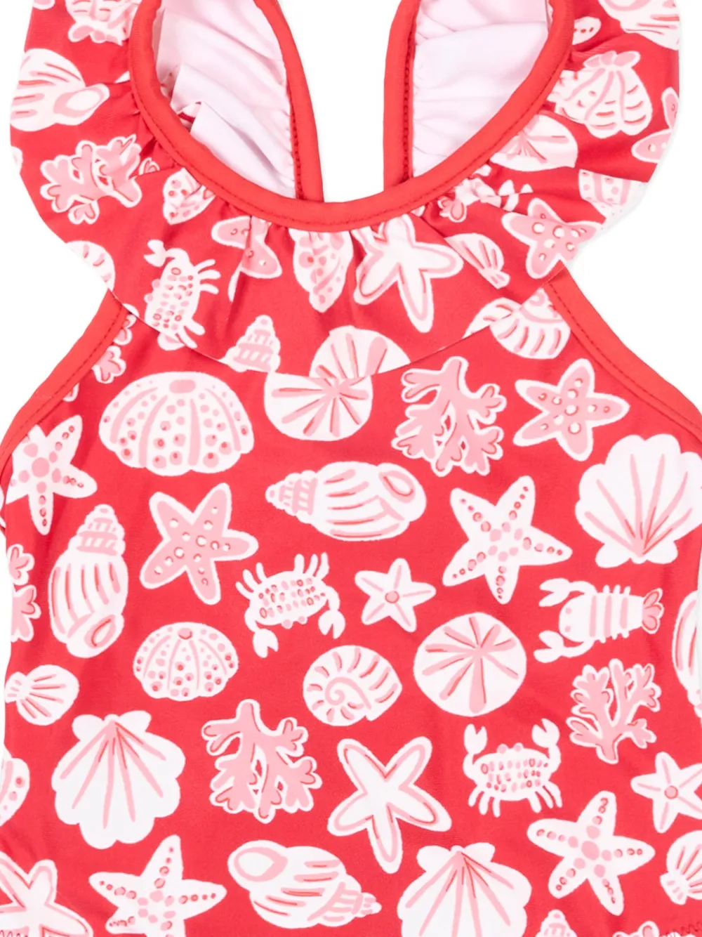 Mayoral Badpak met schelpenprint en ruches Rood