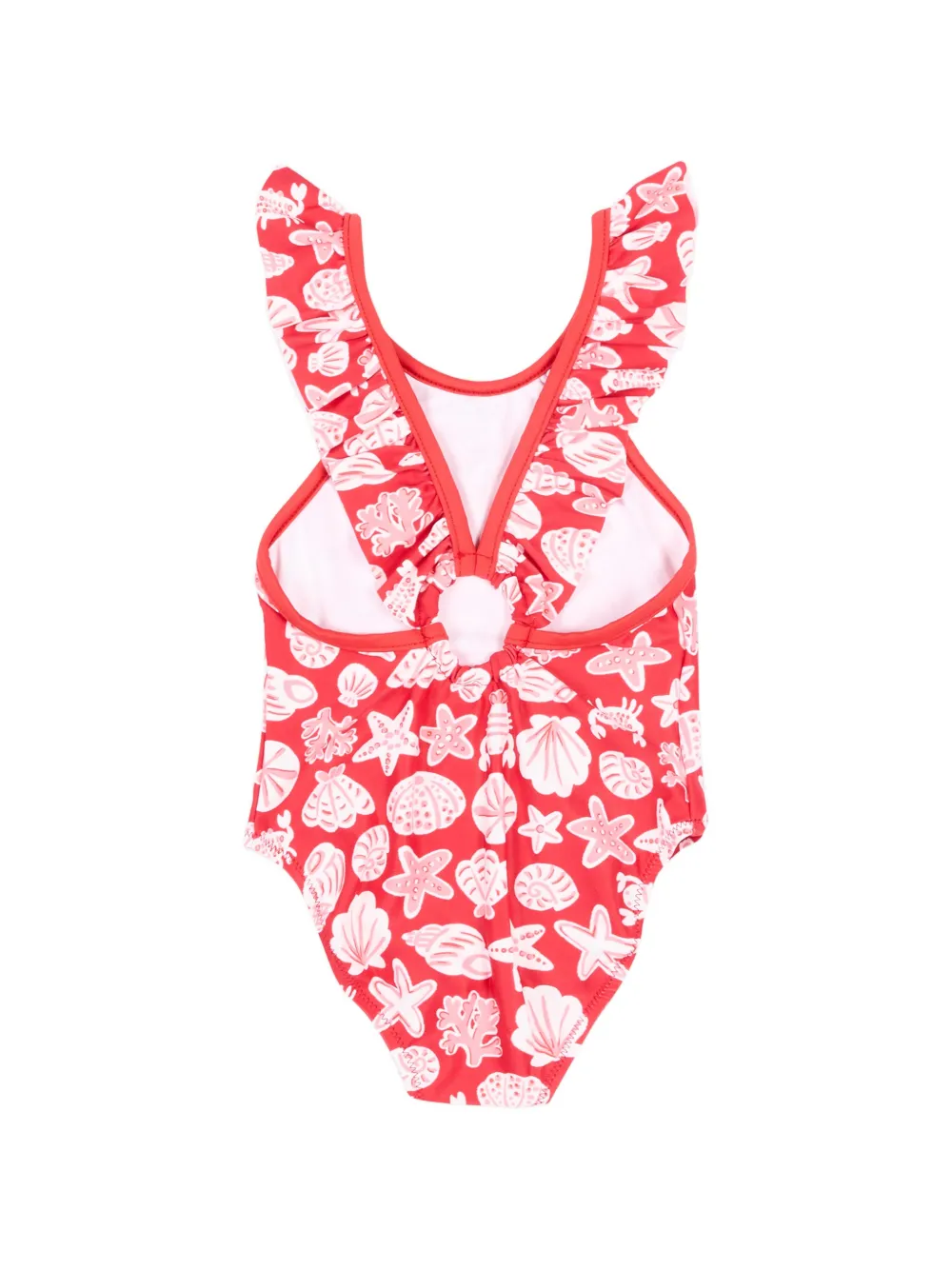 Mayoral Badpak met schelpenprint en ruches Rood