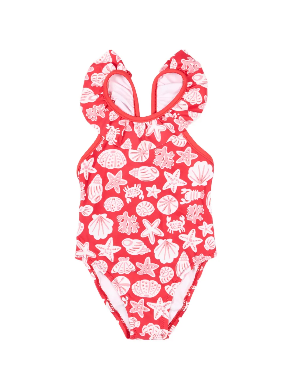 Mayoral Badpak met schelpenprint en ruches Rood