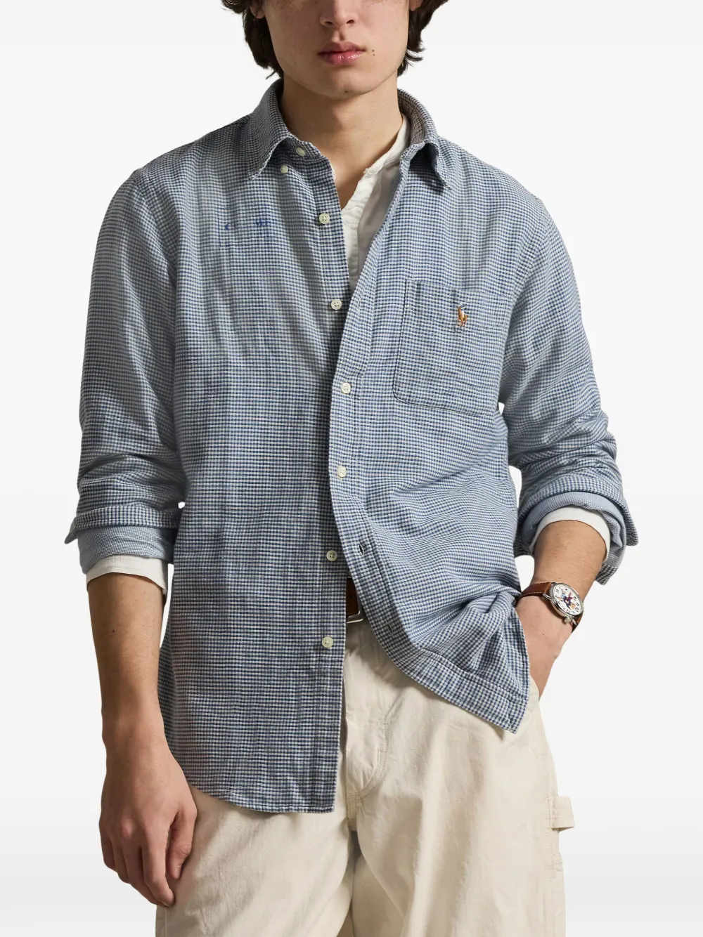 Polo Ralph Lauren Overhemd met gingham ruit en knopen Blauw
