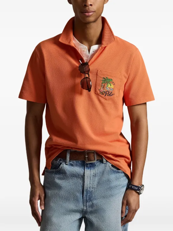 Polo Ralph Lauren エンブロイダリーポケット ポロシャツ | オレンジ