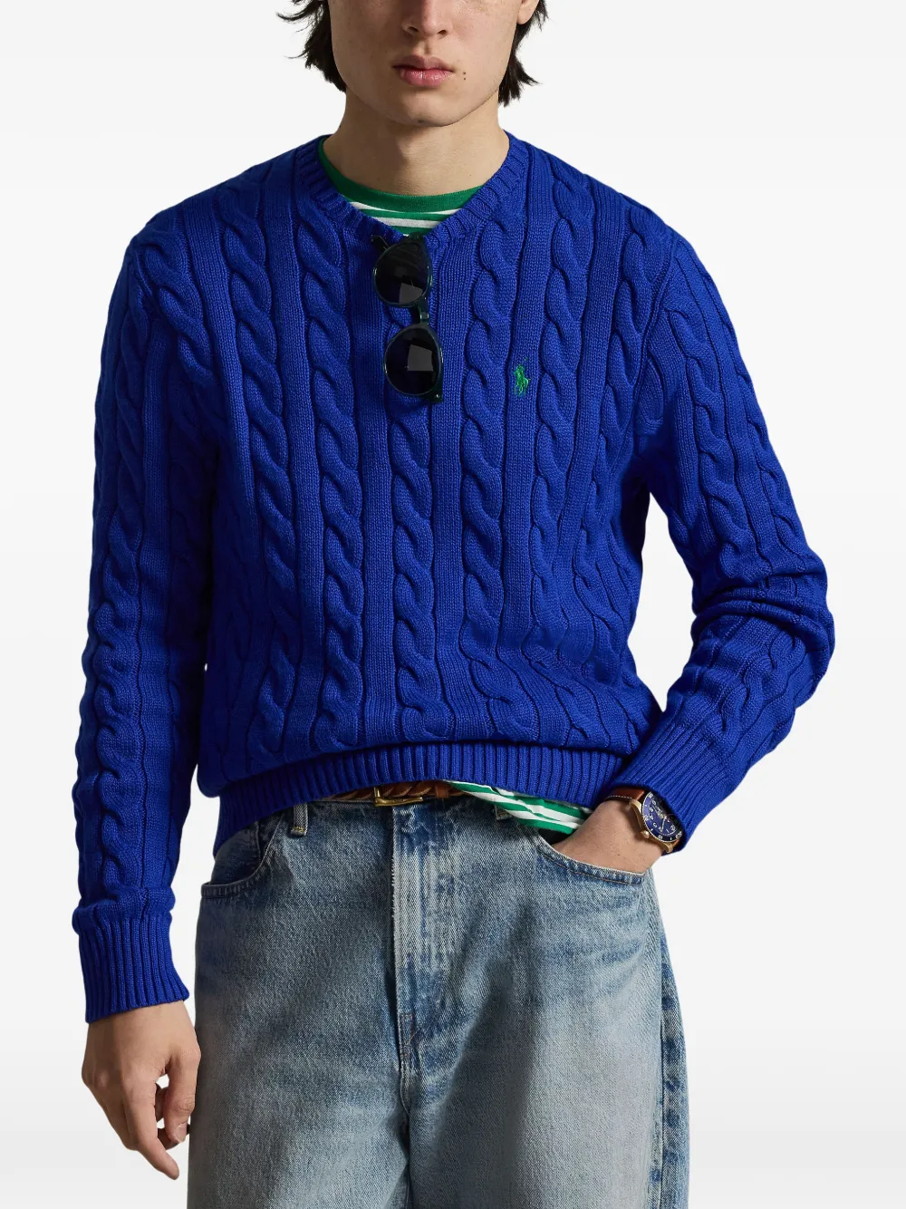  Polo Ralph Lauren Pull En Maille Torsadée - Bleu 