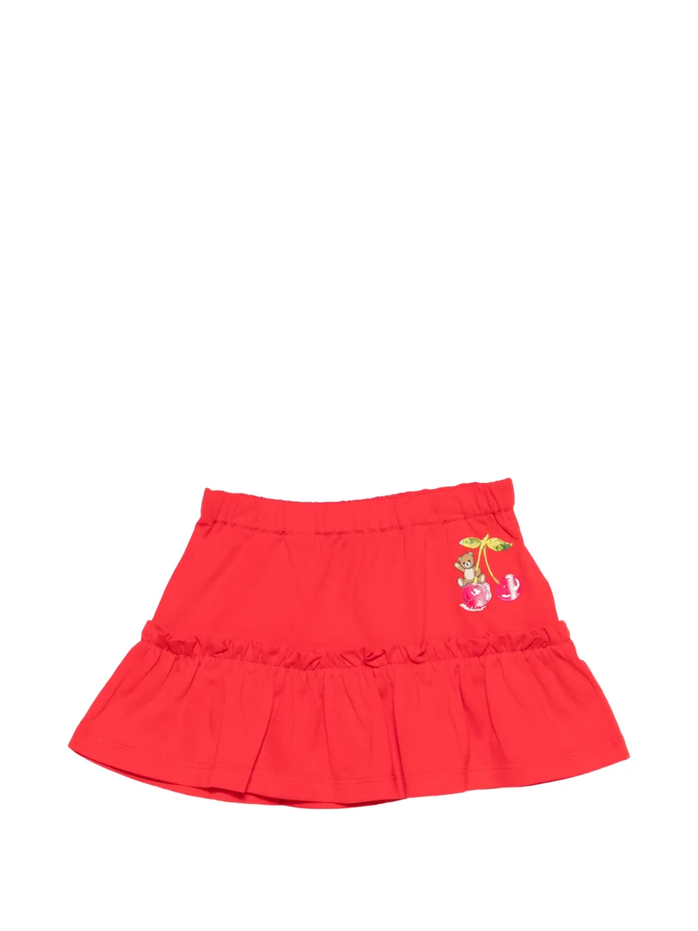 Moschino Kids ruffled bear-print skirt - Rosso