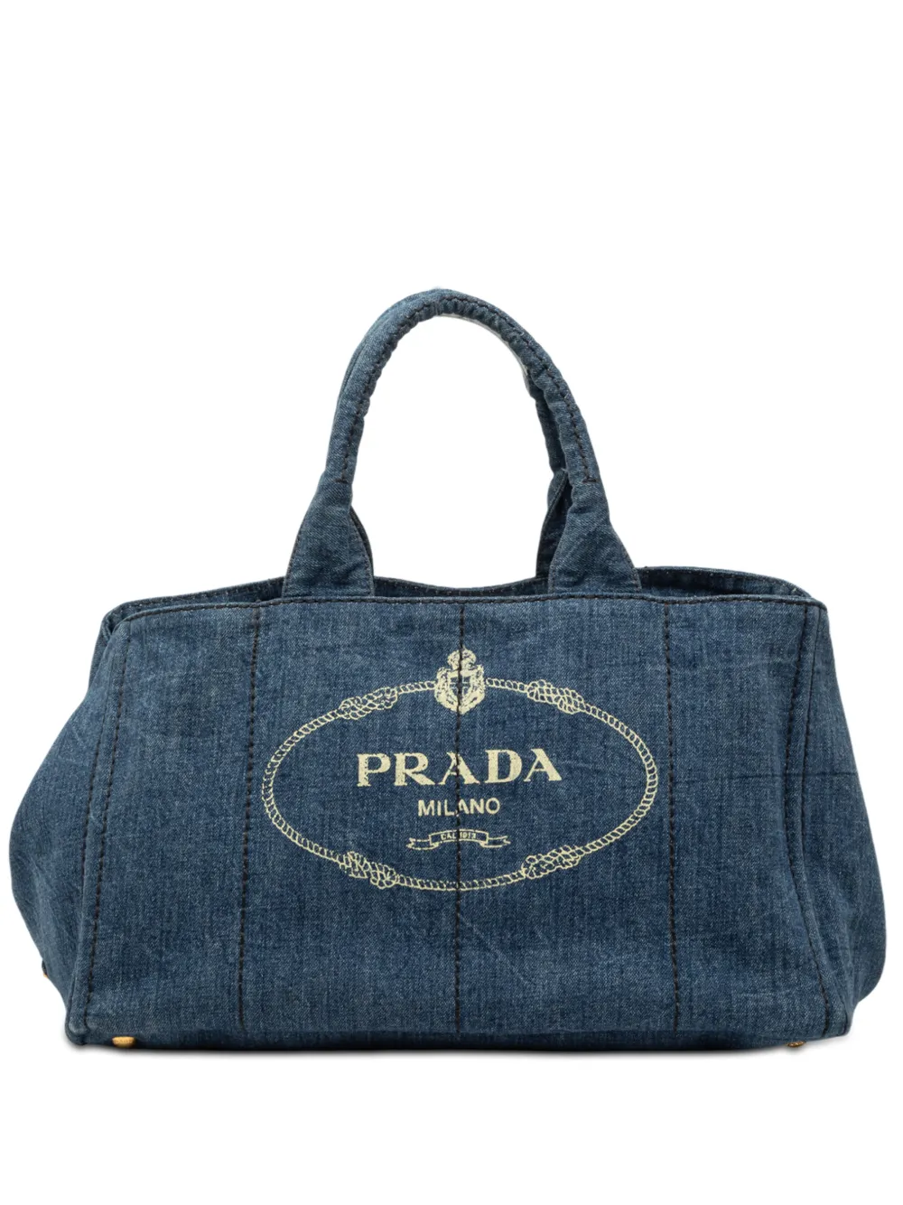 Prada Pre-Owned 2013-2025 Large Denim Canapa Logo satchel - Blu