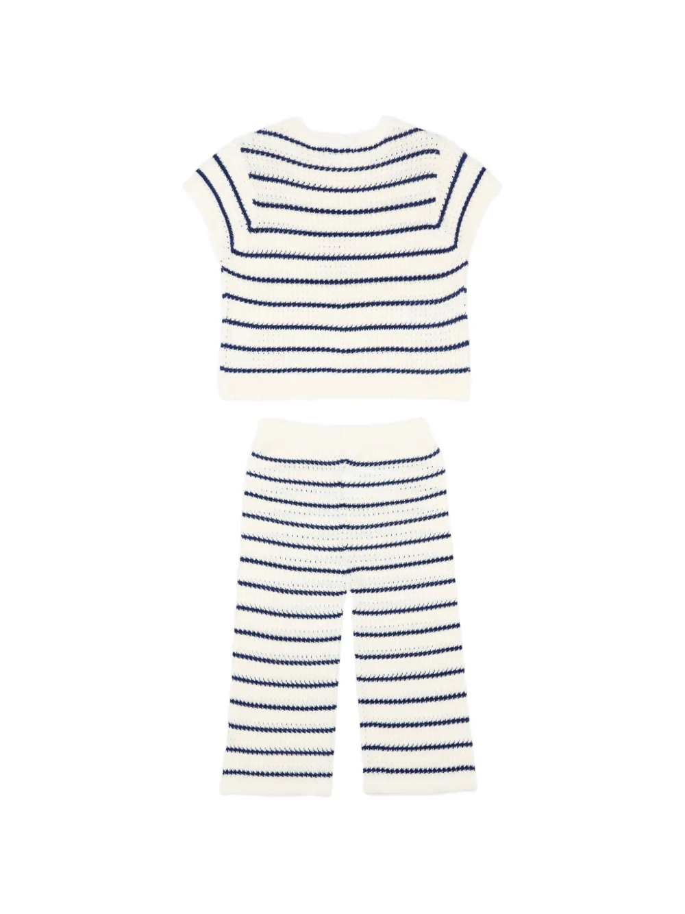  Mayoral Stripe Heart-detail Trousers Set - Neutrals 