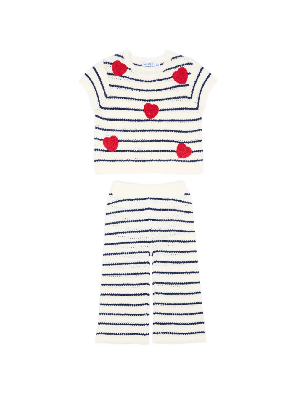 Mayoral stripe heart-detail trousers set - Toni neutri