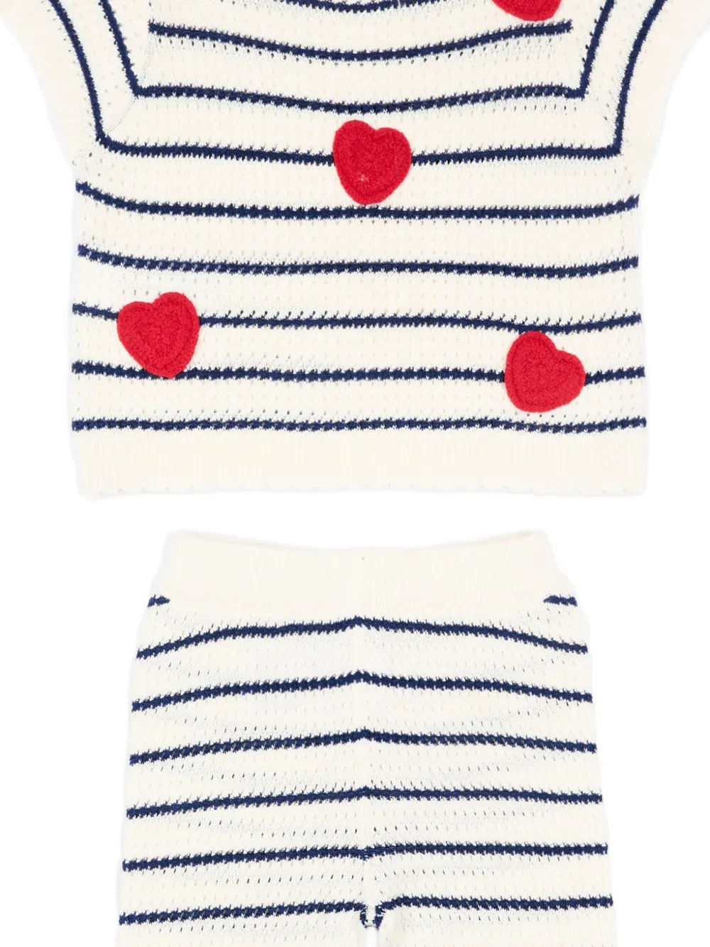  Mayoral Stripe Heart-detail Trousers Set - Neutrals 
