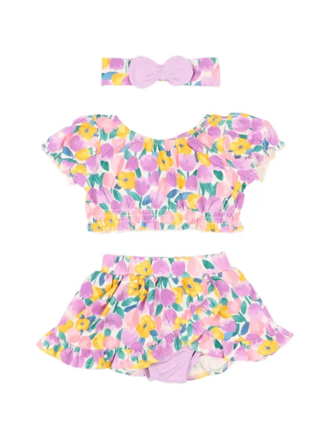 Mayoral Driedelig shortsset met bloemenprint en ruches