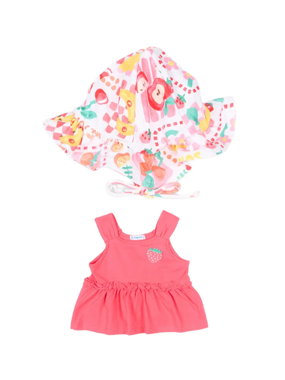 Mayoral ruffled fruit-print bikini set (set of three) - Rosa