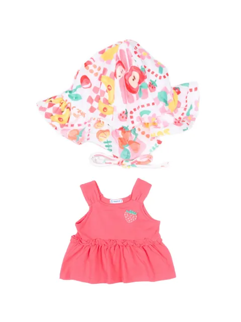 Mayoral ruffled fruit-print bikini set (set of three)