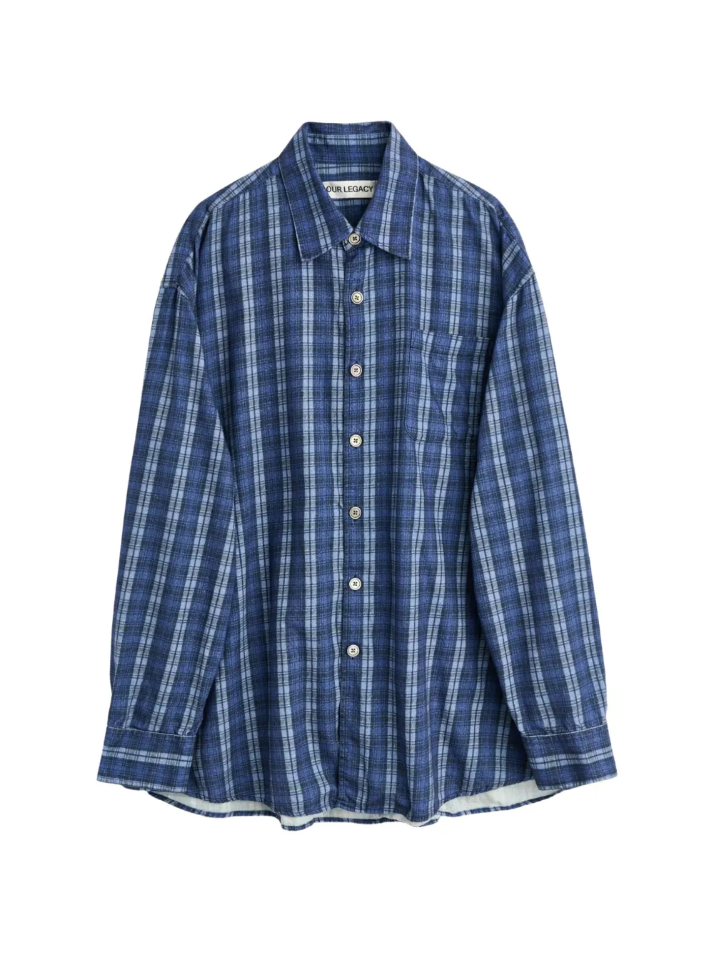 OUR LEGACY checked chest-pocket shirt - Blau
