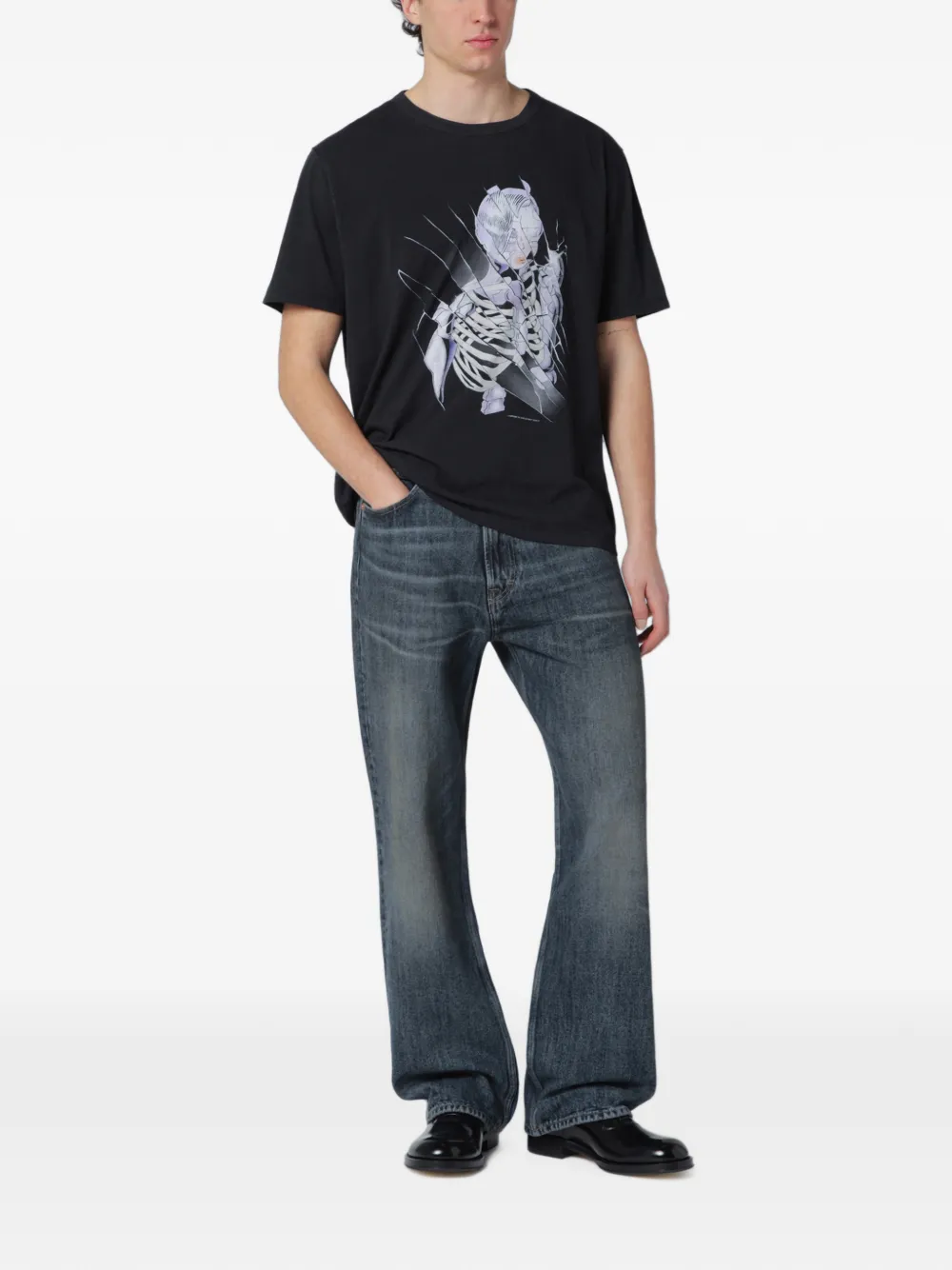 OUR LEGACY New Box T-shirt met Cybernetic Angel-print Zwart