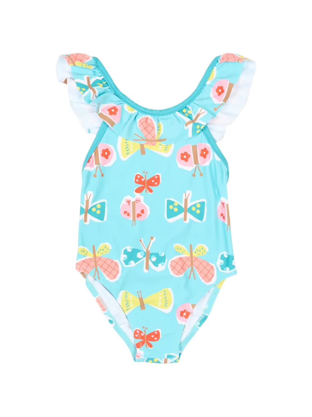 Mayoral ruffled butterfly-print swimsuit - Blu