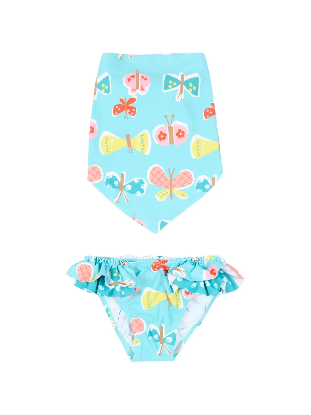 Mayoral ruffled butterfly-print bikini set - Blu