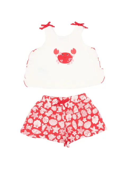 Mayoral ruffled crab-print shorts set