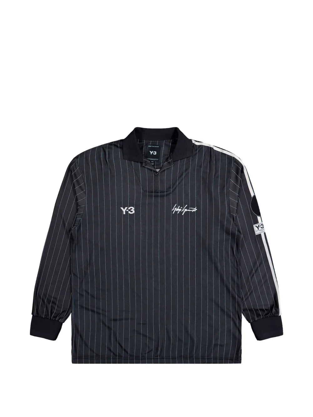 Y-3 Elite 5 striped long-sleeve football jersey T-shirt - Nero